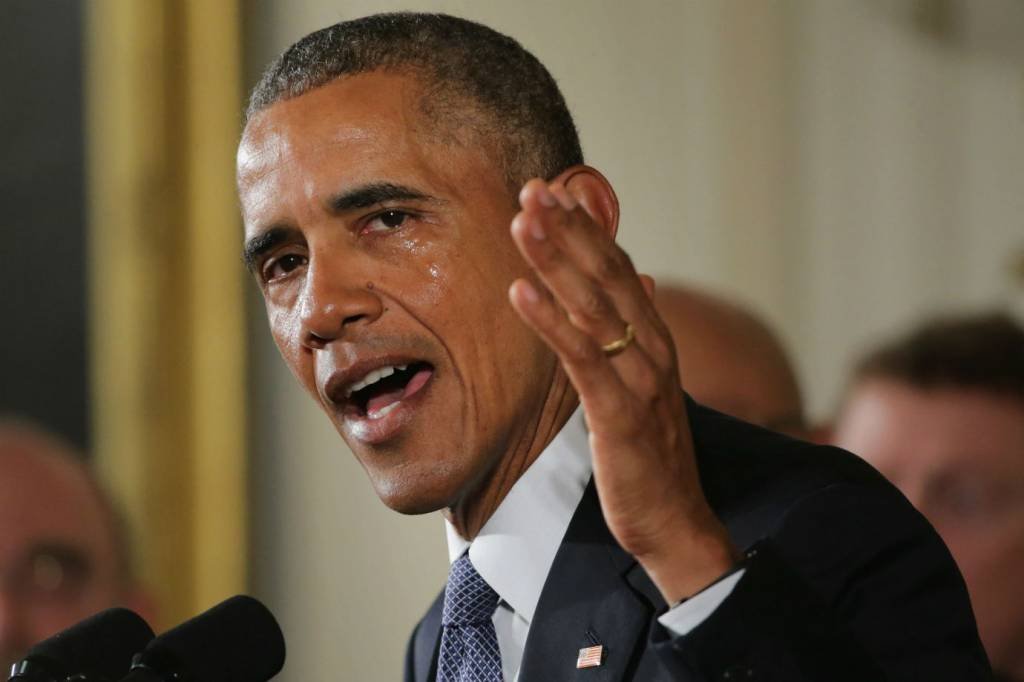 O então presidente dos EUA, Barack Obama, falando sobre o massacre em Sandy Hook (Chip Somodevilla / Equipa/Getty Images)