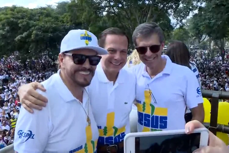 João Doria Junior: governador participou da Marcha para Jesus (TV Globo/Reprodução)