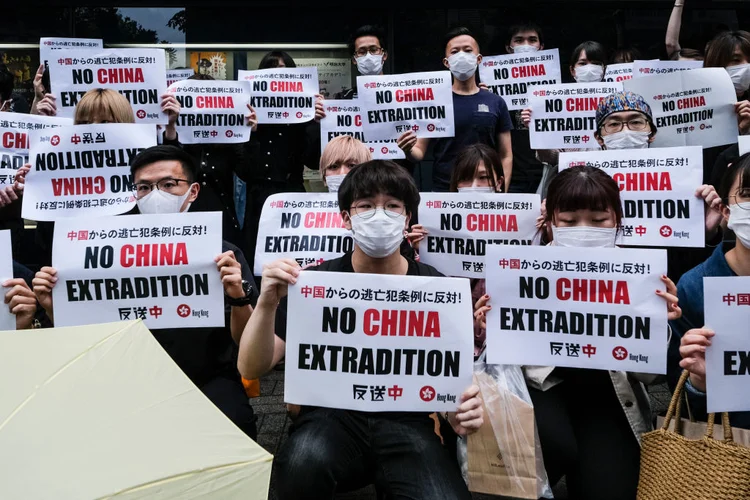 Hong Kong: manifestantes protestam contra projeto de lei que libera extradição de pessoas para julgamento na China. (Keith Tsuji/Getty Images)