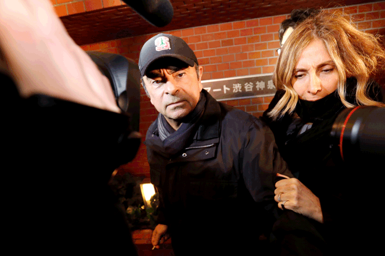 Ghosn e esposa: Carole fez apelo para líderes pelo marido preso (Issei Kato/File Photo/Reuters)