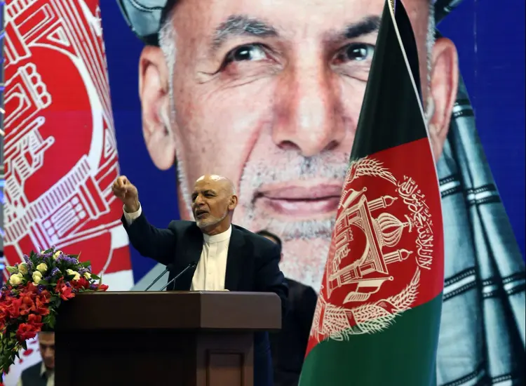 Afghan presidential candidate Ashraf Ghani speaks during the first day of the presidential election campaign in Kabul, Afghanistan, July 28, 2019. REUTERS/Omar Sobhani (Omar Sobhani/Reuters)