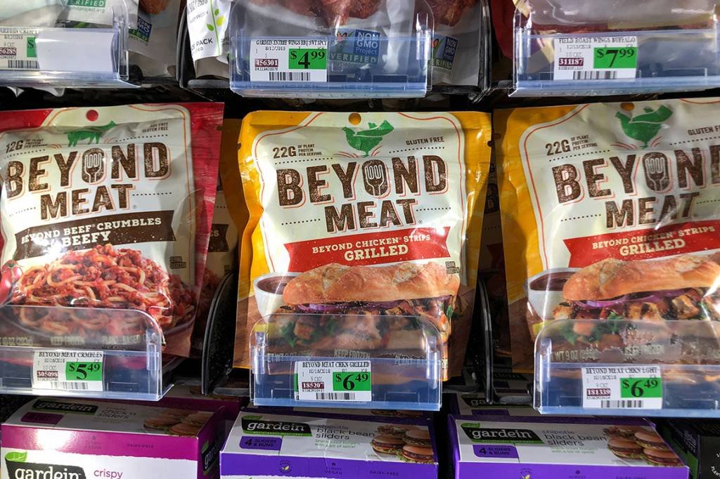 Produto de Beyond Meat: desde o IPO, em 2 de maio, valor de mercado da empresa foi de 1 bilhão antes da bolsa a 14 bilhões de dólares (Reuters)