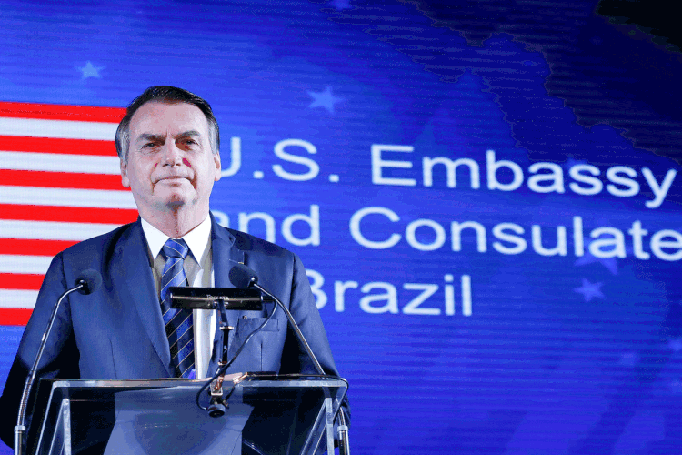 Bolsonaro: presidente participou de comemoração na embaixada dos EUA em Brasília (Palácio do Planalto/Divulgação)