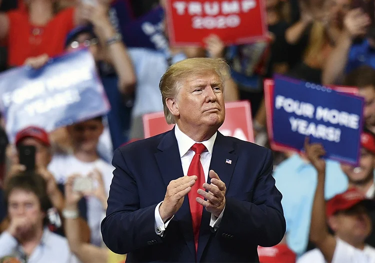 Donald Trump no lançamento oficial de sua pré-campanha para 2020: o crescimento econômico e o baixo desemprego jogam a seu favor  (Mandel Ngan/AFP)