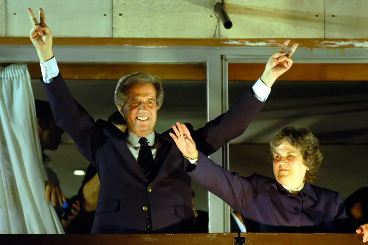 Tabaré Vázquez e María Auxiliadora Delgado: esposa do presidente do Uruguai faleceu nesta quarta-feira (31) (Diego Giudice/Getty Images)