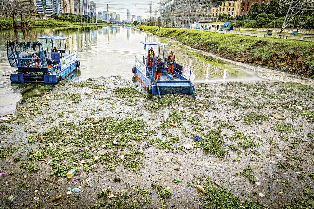 Rio Pinheiros, em São Paulo: a meta é ter peixes em vez de lixo  (Aloisio Mauricio/Fotoarena/Reprodução)