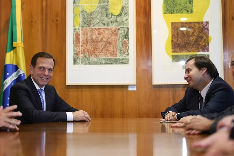 João Dória e Rodrigo Maia: governador foi à Brasília dar boas vindas ao deputado Alexandre Frota no PSDB (Fabio Rodrigues Pozzebom//Agência Brasil)