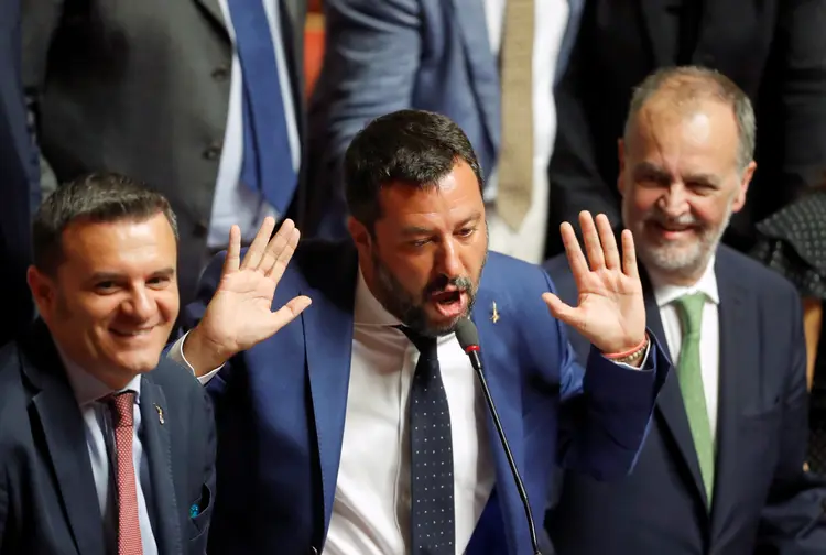 Matteo Salvini: após agir pela renúncia de Giuseppe Conte, Salvini pode não conseguir a convocação de uma nova eleição (Remo Casilli/Reuters)