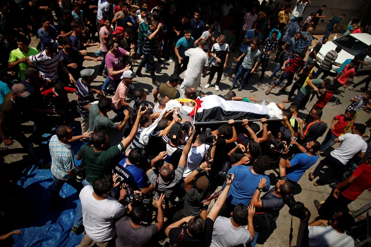 Gaza: o escudo antimísseis israelense interceptou um foguete pela primeira vez desde 12 de julho (/Mohammed Salem/Reuters)