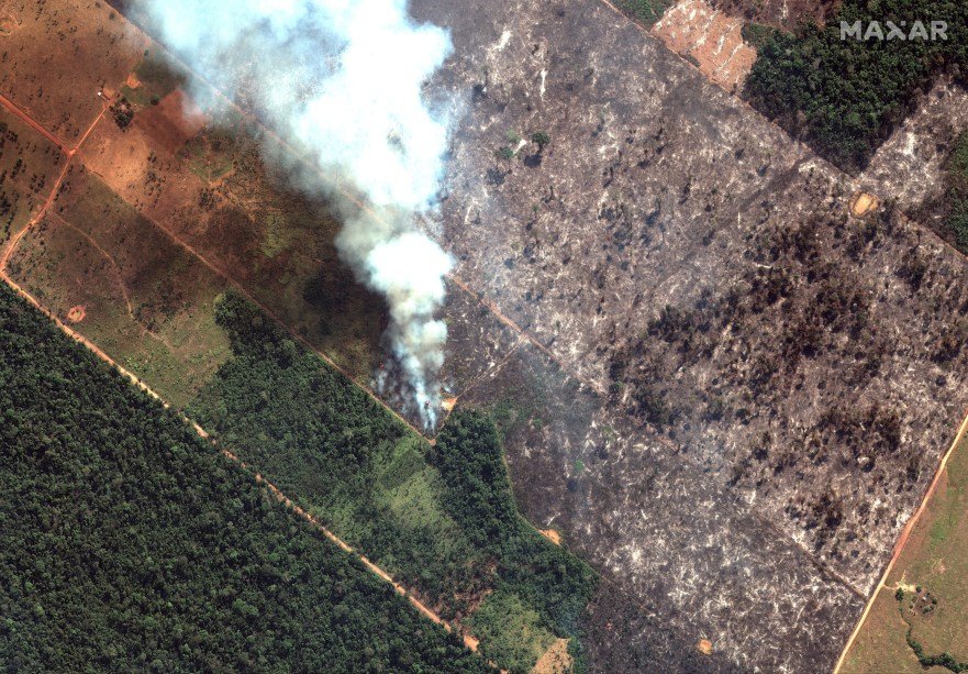 Imagens de satélite mostra foco de incêndio na Amazônia, próximo a Porto Velho, Rondônia