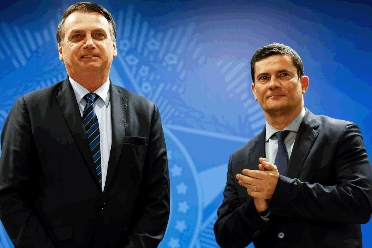 Jair Bolsonaro Sergio Moro: ministro foi recebido pelo presidente na manhã desta segunda-feira (19) (Carolina Antunes/Getty Images)