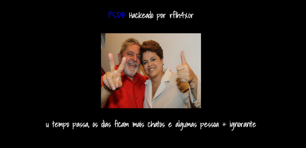 Site do PSDB é hackeado e exibe foto de Dilma e Lula