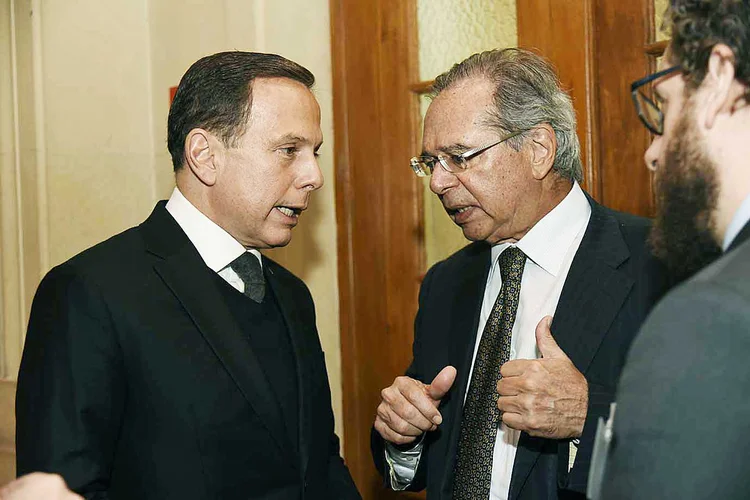 João Doria e Paulo Guedes: missão de "vender" o Brasil nos alpes suíços (Flavio Santana/Exame)