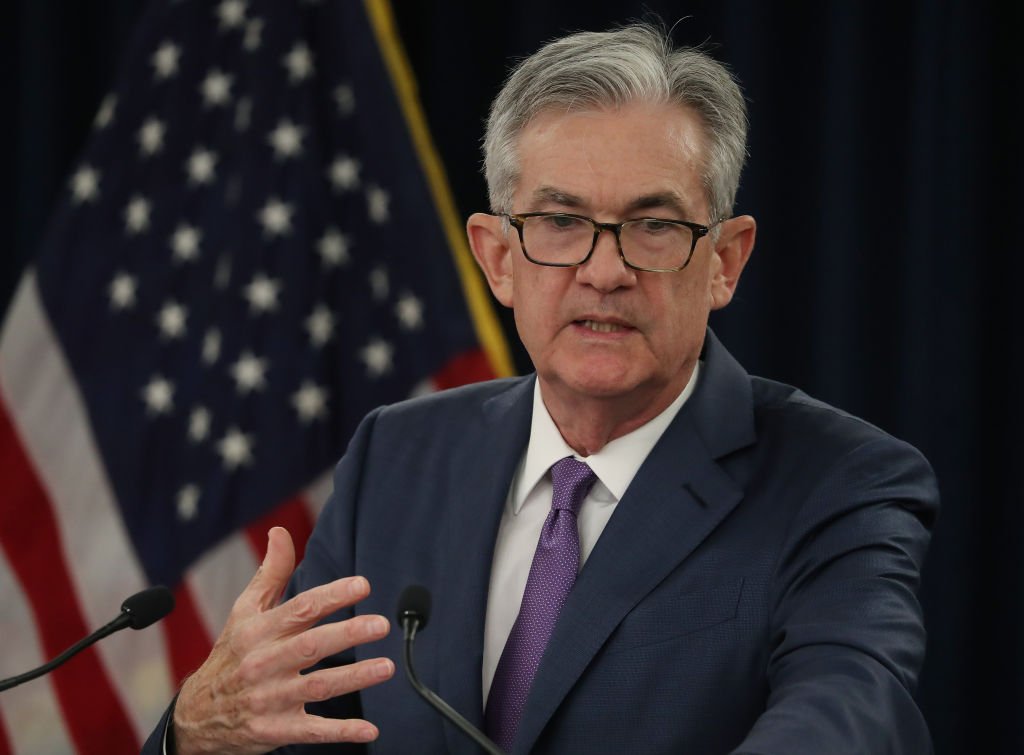 Jerome Powell: segundo Powel, riscos econômicos e geopolíticos que o Fed está monitorando estão relacionados à guerra comercial do governo dos EUA com a China e outros países (Mark Wilson/Getty Images)