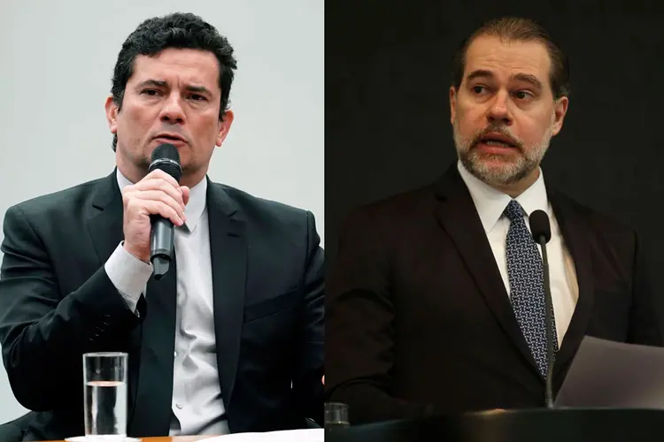 Moro e Toffoli: o vídeo é favorável a Moro. Diz que ninguém “mexe” com ele por causa de sua “autoridade, respeito, caráter e popularidade” (Agência Câmara/Agência Brasil/Montagem/Exame)