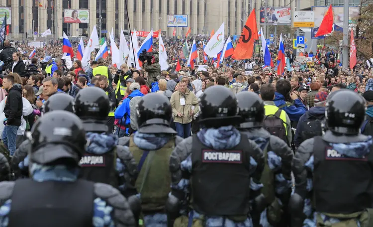 Protestos: as manifestações na Rússia aconteceram depois que o governo desqualificou a candidatura de nomes da oposição