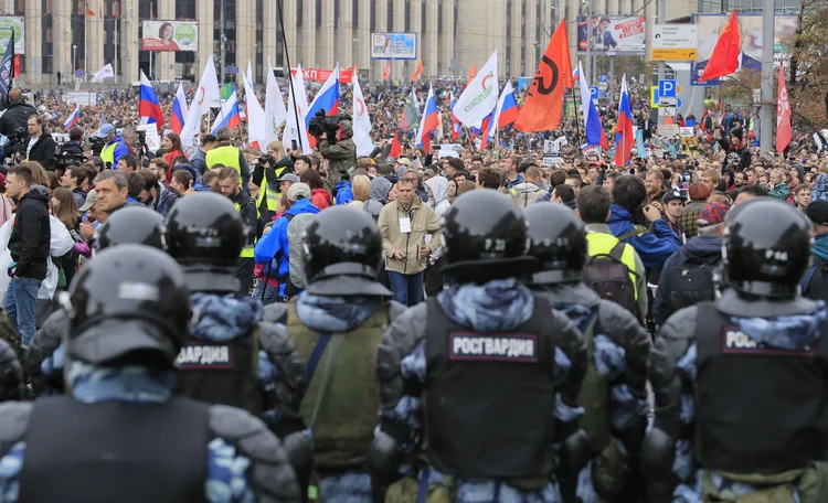 Protestos: as manifestações na Rússia aconteceram depois que o governo desqualificou a candidatura de nomes da oposição