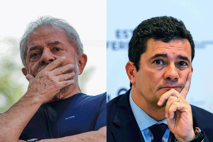 Moro e Lula: expectativa sobre a posição da corte em relação à conduta do ex-juiz no julgamento do ex-presidente é enorme (Montagem/Exame)