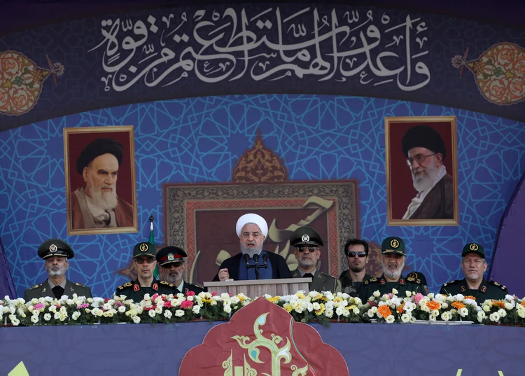 Hassan Rouhani em discurso no domingo 22: presidente iraniano vai apresentar queixa na ONU contra presença de estrangeiros no Golfo (WANA (West Asia News Agency)/Reuters)