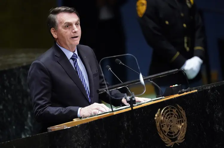 Jair Bolsonaro: o presidente afirmou, na ONU, que precisava esclarecer o que é o bolsonarismo e fez críticas a Alemanha e França, não diretamente a seus mandatários (Carlo Allegri/Reuters)