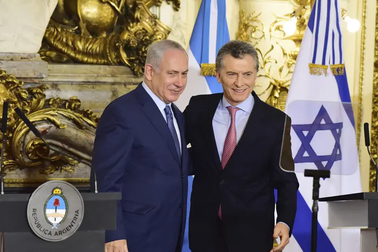 Benjamin Netanyahu (Israel) e Mauricio Macri (Argentina)  (Amilcar Orfali / Correspondente/Getty Images)