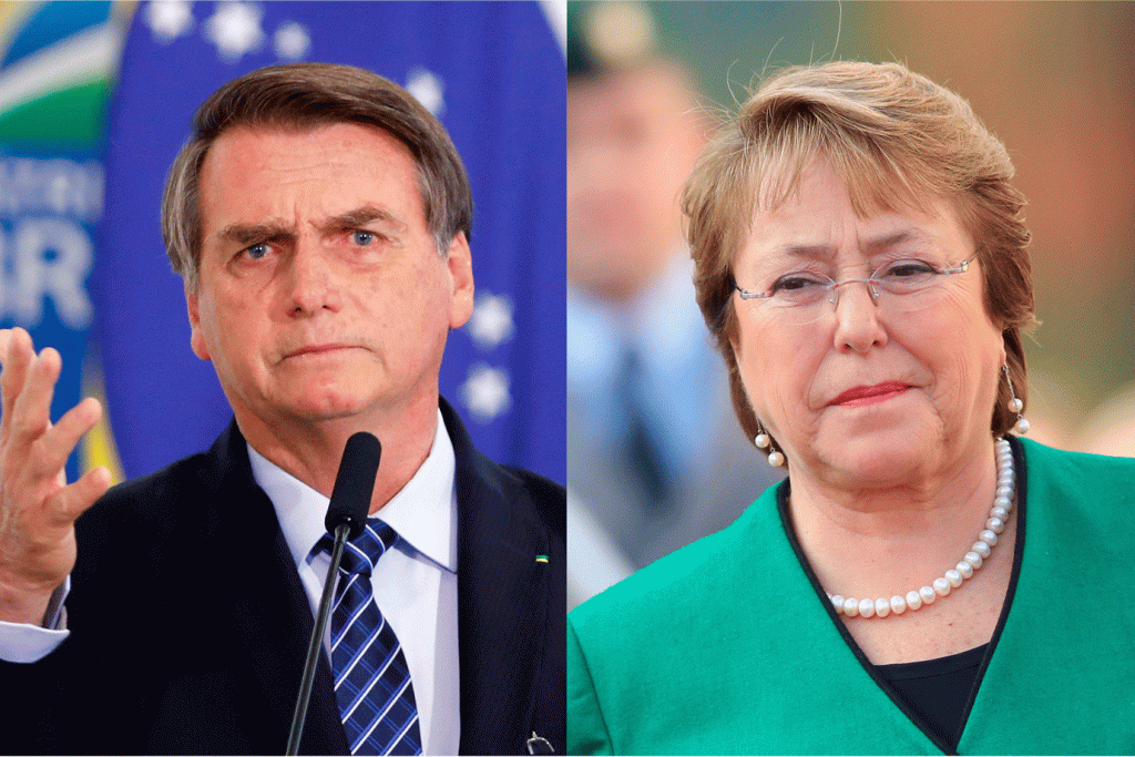 Bolsonaro ataca alta comissária da ONU, Michelle Bachelet (Montagem/Exame)