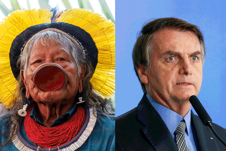 Raoni e Bolsonaro: presidente voltou a questionar a posição de liderança do indígena (Getty Images/Flickr)