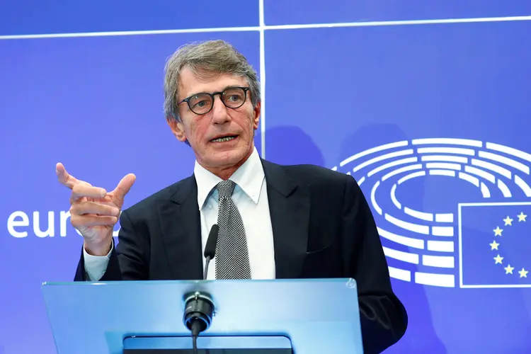 David Sassoli, presidente do Parlamento Europeu: "não há acordo sem 'backstop'. Não temos como ser mais claros que isso", afirmou em coletiva (Francois Lenoir/Reuters)