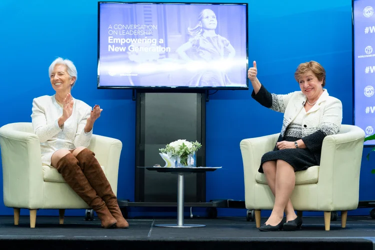 Cristine Lagarde e Kristalina Georgieva: atual diretora do FMI assumirá o Banco Central Europeu (Stephen Jaffe/IMF/Getty Images)