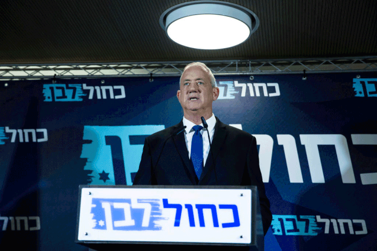Gantz: se expectativas se confirmarem, Gantz obteria um total de 57 recomendações, e Netanyahu, 55 (Amir Levy/Getty Images)