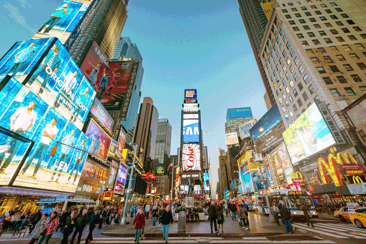 Times Square, em Nova York. (Mlenny/Getty Images)