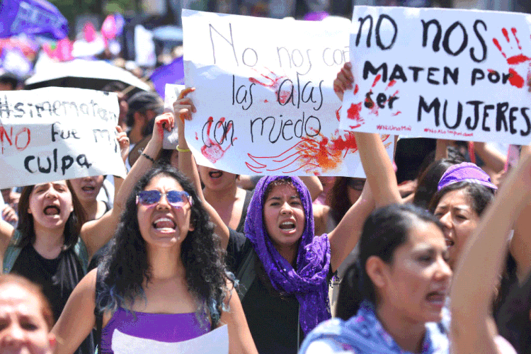 Protesto na Cidade do México: mulheres costumam ser mais vítimas de extorsão sexual (Carlos Tischler/NurPhoto/Getty Images)