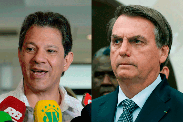 Haddad e Bolsonaro: políticos se enfrentaram nas eleições de 2018 (Rovena Rosa/AgBr-Alan Santos/PR/Exame)