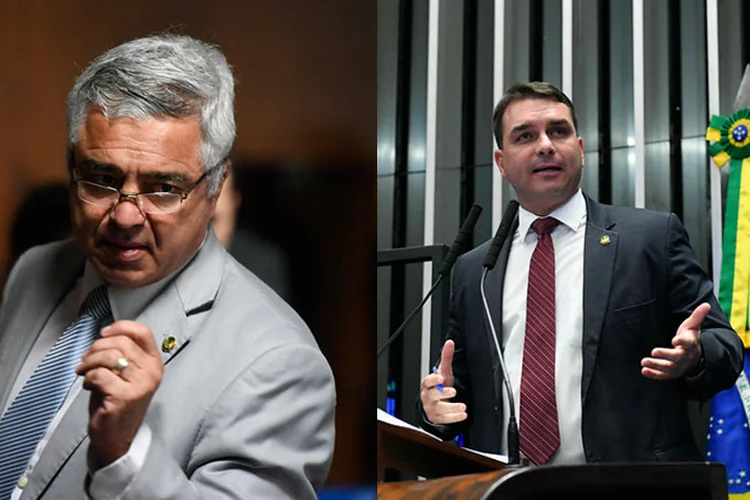 Major Olímpio e Flávio Bolsonaro: em entrevista, o senador disse que não deve entrar no Conselho de Ética do PSL contra Flávio (Agência Senado/Montagem/Exame)