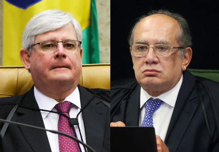 Janot e Gilmar: em 2017, procurador-geral da República entrou armado no prédio principal do STF com a intenção de matar o ministro (Marcelo Camargo/Agência Brasil — Nelson Jr./SCO/STF/Exame)
