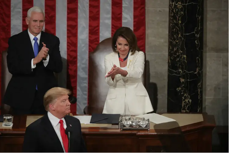 Nancy Pelosi e Donald Trump: a democrata refez os cálculos e mudou sua posição sobre o impeachment de Trump (Chip Somodevilla / Equipa/Getty Images)