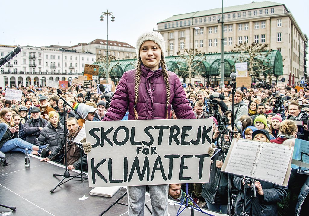 A ativista do clima, Greta Thunberg: em 2019, adolescente fez milhões de jovens se juntarem à sua iniciativa "Sextas-feiras pelo futuro" (Getty Images/Picture Alliance)