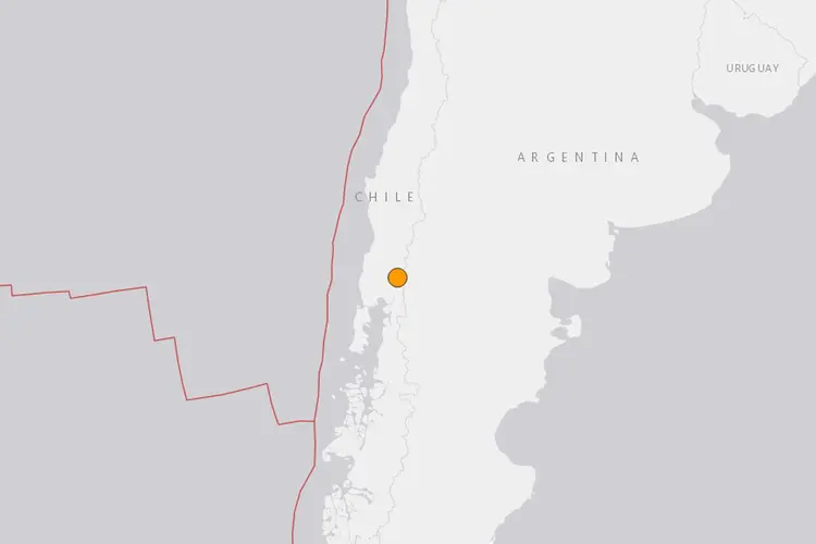 Terremoto de 6,1 graus é registrado no Chile, próximo da fronteira com a Argentina (USGS/Reprodução)