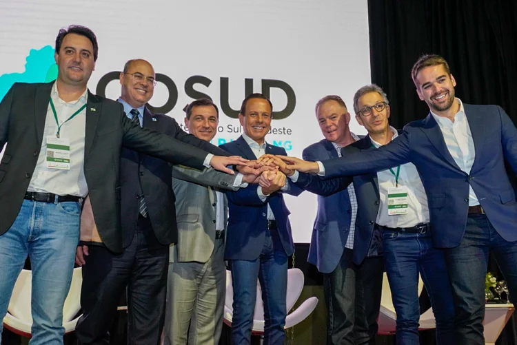 Encontro de governantes: os governadores se reuniram nos últimos dois dias em Florianópolis (SC) durante encontro do Consórcio de Integração Sul Sudeste. (Governo de Santa Catarina/Divulgação)