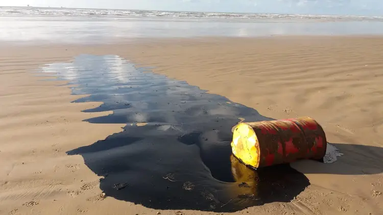 Óleo: barris com logo da Shell já haviam sido encontrados nas praias de Sergipe (Administração Estadual do Meio Ambiente de Sergipe(Adema)/Divulgação)