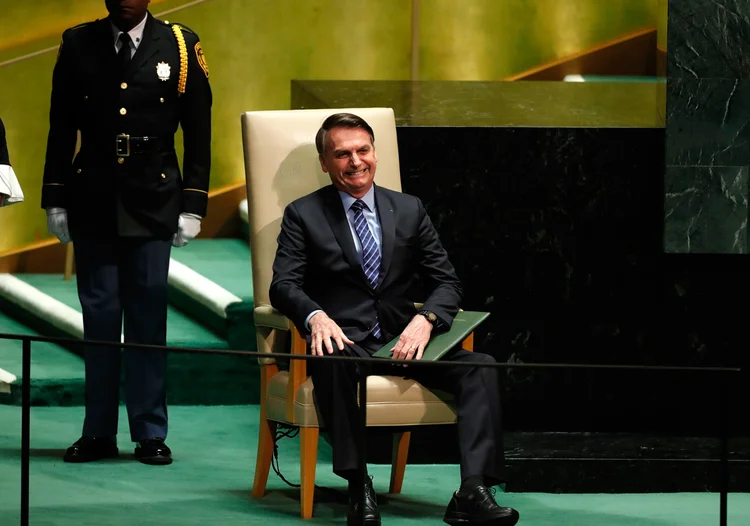 BOLSONARO: ao encontrar com Trump recentemente na ONU, o presidente brasileiro chegou a declarar “I love you.”, no que não foi correspondido / REUTERS/Lucas Jackson