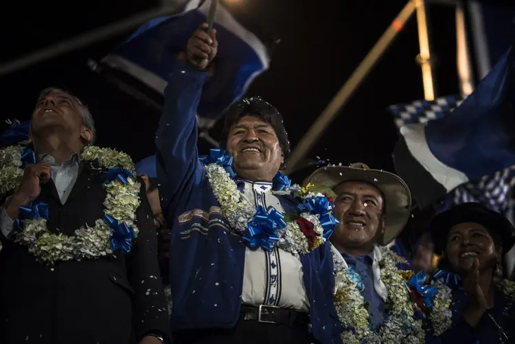 Evo Morales: presidente da Bolívia anunciou ter vencido as eleições gerais no primeiro turno (Marcelo Perez del Carpio/Bloomberg)