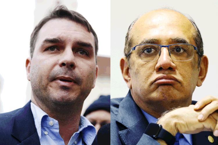 Gilmar Mendes e Flávio Bolsonaro: determinação do ministro beneficia apenas o senador (Agência Brasil/Agência Brasil)