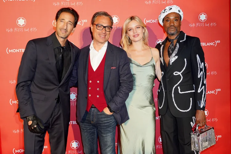 Adrien Brody, Nicolas Baretzki, Georgia May Jagger e Billy Porte em Paris: lançamento da Montblanc(Red) (Edward Berthelot/Getty Images For Montblanc/Divulgação)