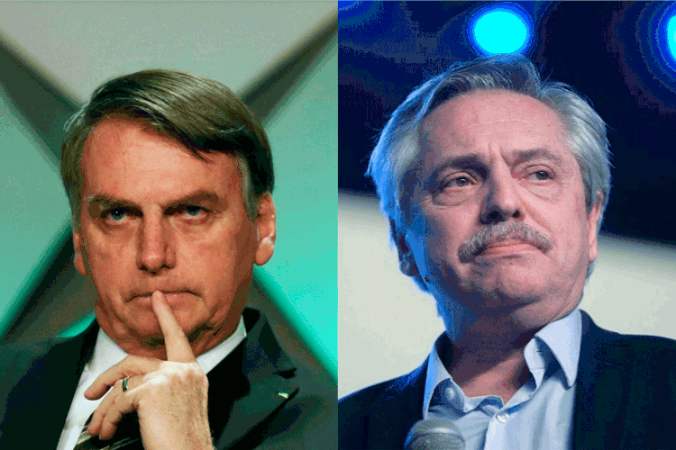 Jair Bolsonaro e Alberto Fernández, líder do Executivo brasileiro disse que não iria à posso do novo presidente da Argentina  (Montagem/Exame)