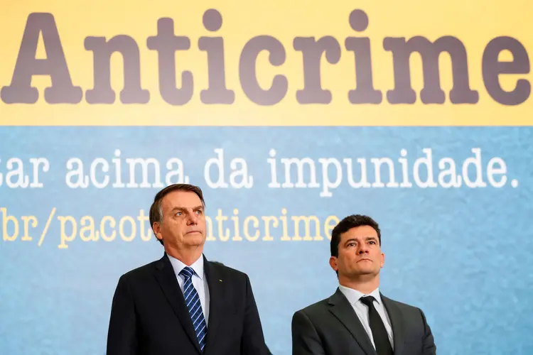 Jair Bolsonaro e Sergio Moro: presidente e ministro estavam em cerimônia de lançamento da campanha  (Alan Santos/PR/Flickr)