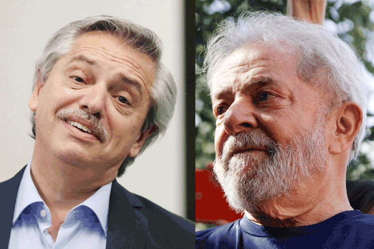 Fernández e Lula: presidente eleito da Argentina se apresenta como amigo do petista (Montagem/Getty Images)