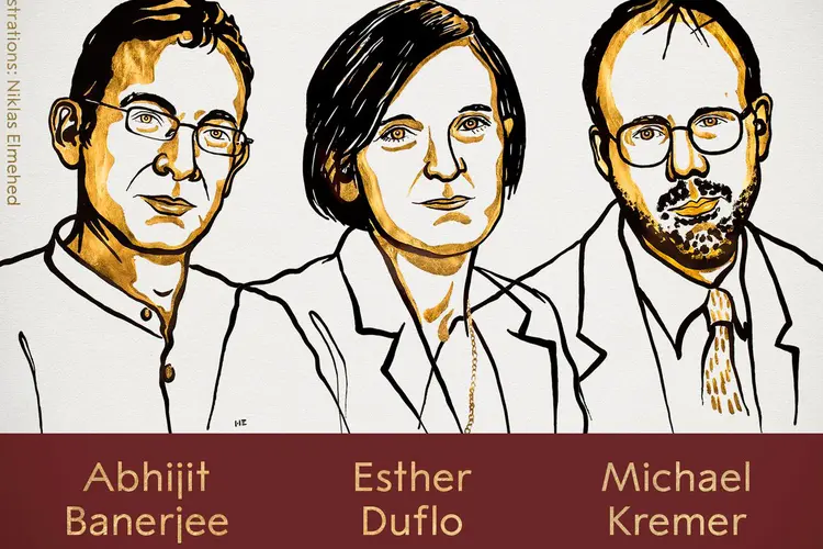 Nobel de Economia: Abhijit Banerjee, Esther Duflo e Michael Kremer foram premiados por pesquisa de combate à pobreza (Prêmio Nobel/Divulgação)
