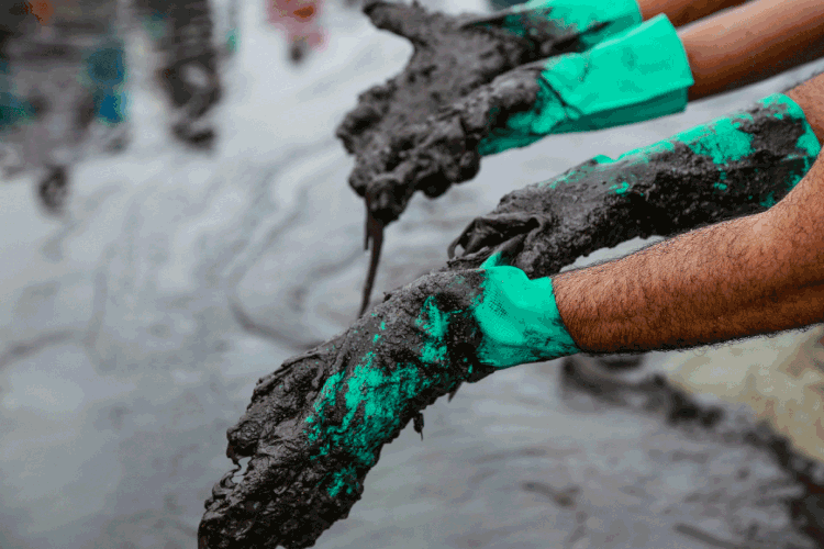 Óleo: até esta segunda-feira (21), foram recolhidas 900 toneladas de resíduos de óleo cru nas praias do Nordeste (Diego Nigro/Reuters)