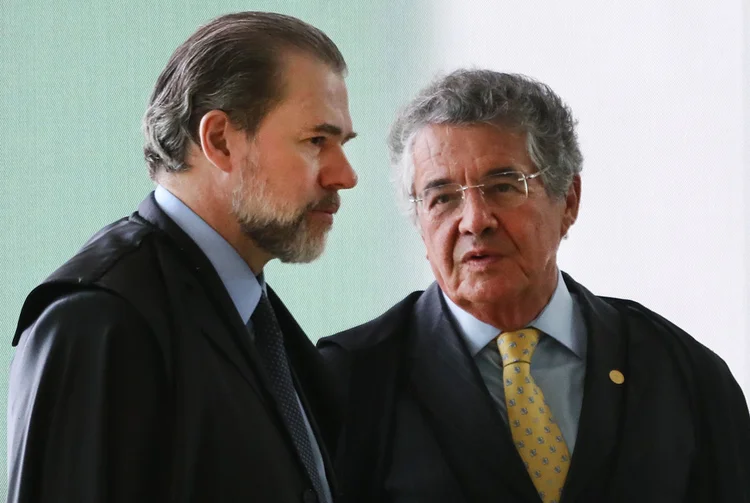 Toffoli e Marco Aurélio: ministro criticou presidente do STF por decisão sobre prisão em 2ª instância (Nelson Jr./SCO/STF/Divulgação)